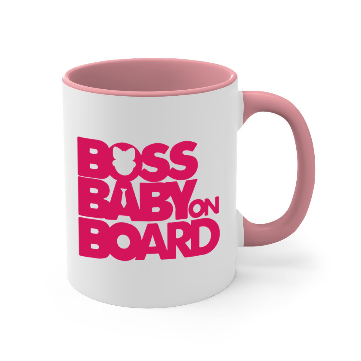 Boss Baby On Board 3# Mug with black phrases, two-tone design, and glossy finish, available in multiple colors.