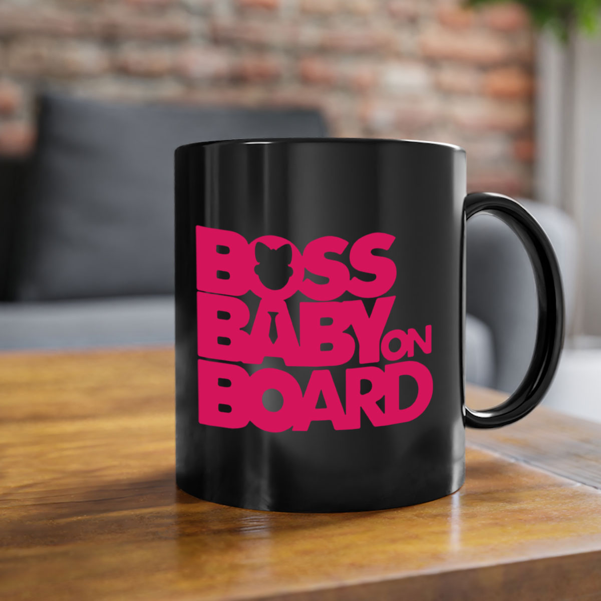 Boss Baby On Board 3# Mug with black phrases, two-tone design, and glossy finish, available in multiple colors.