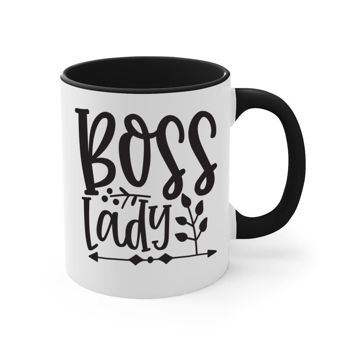 Boss Lady 414# Mug with a glossy finish and colored handle, available in multiple colors and sizes.