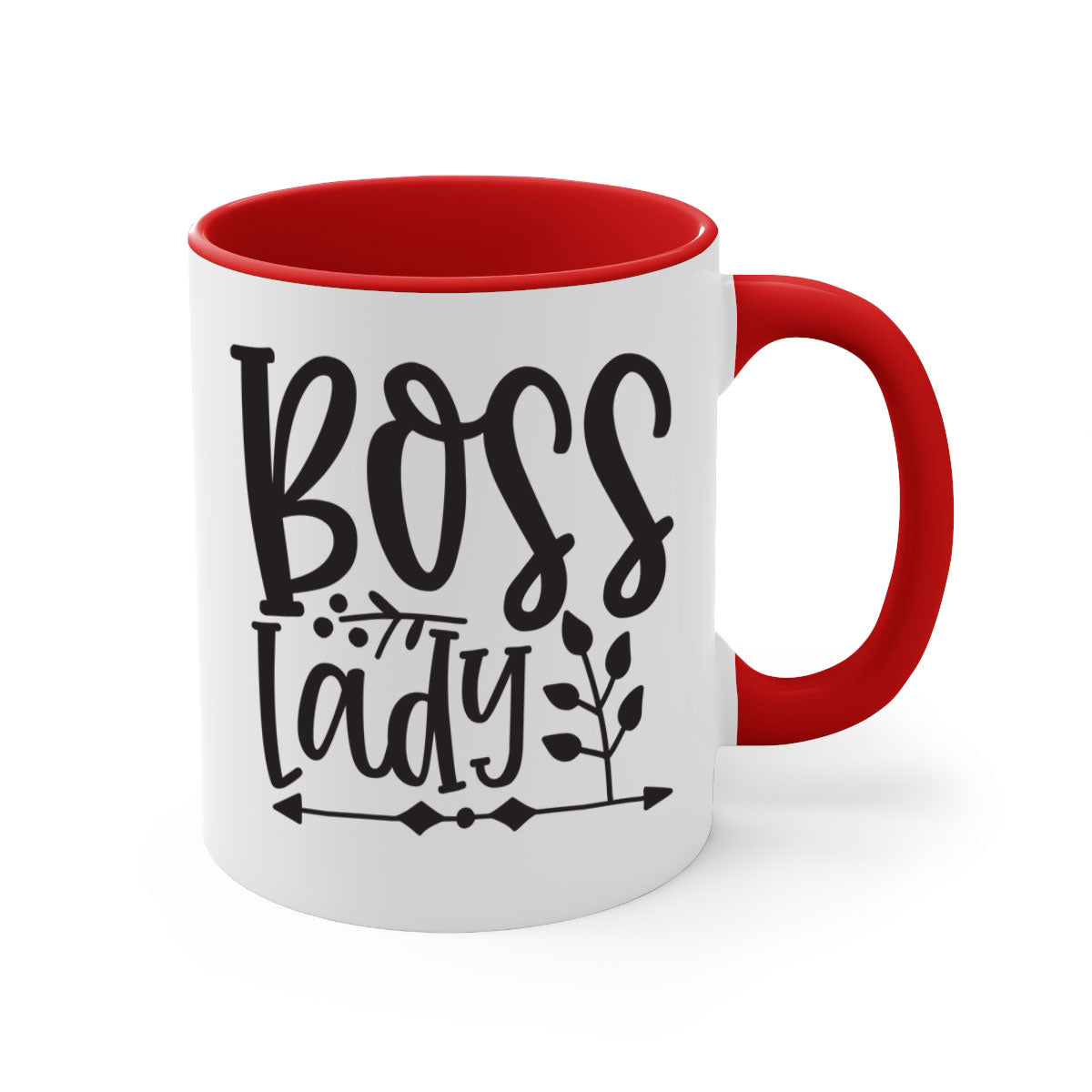 Boss Lady 414# Mug with a glossy finish and colored handle, available in multiple colors and sizes.