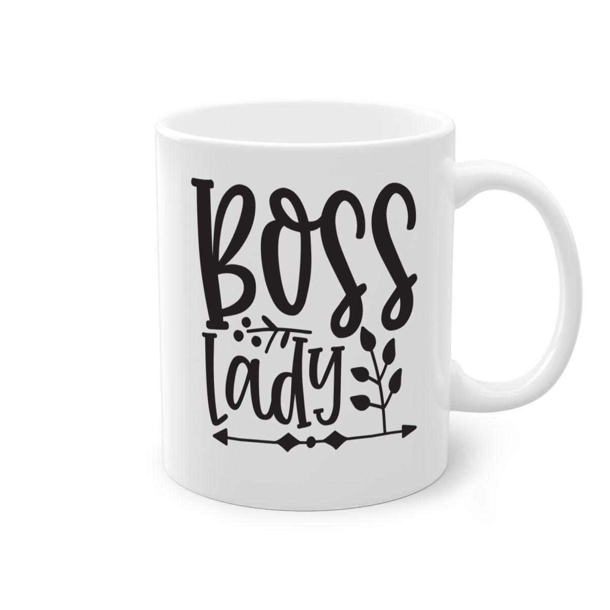 Boss Lady 414# Mug with a glossy finish and colored handle, available in multiple colors and sizes.