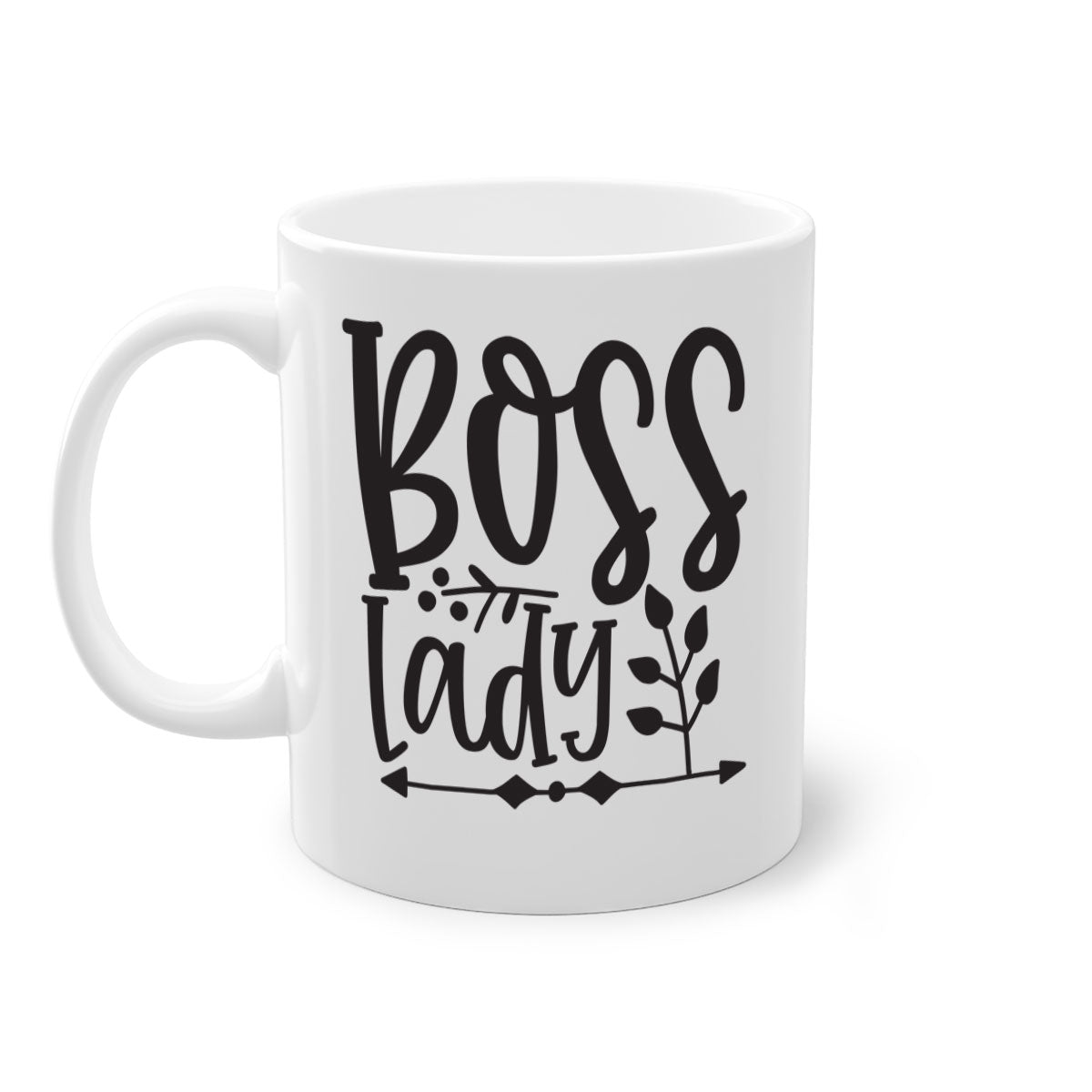 Boss Lady 414# Mug with a glossy finish and colored handle, available in multiple colors and sizes.