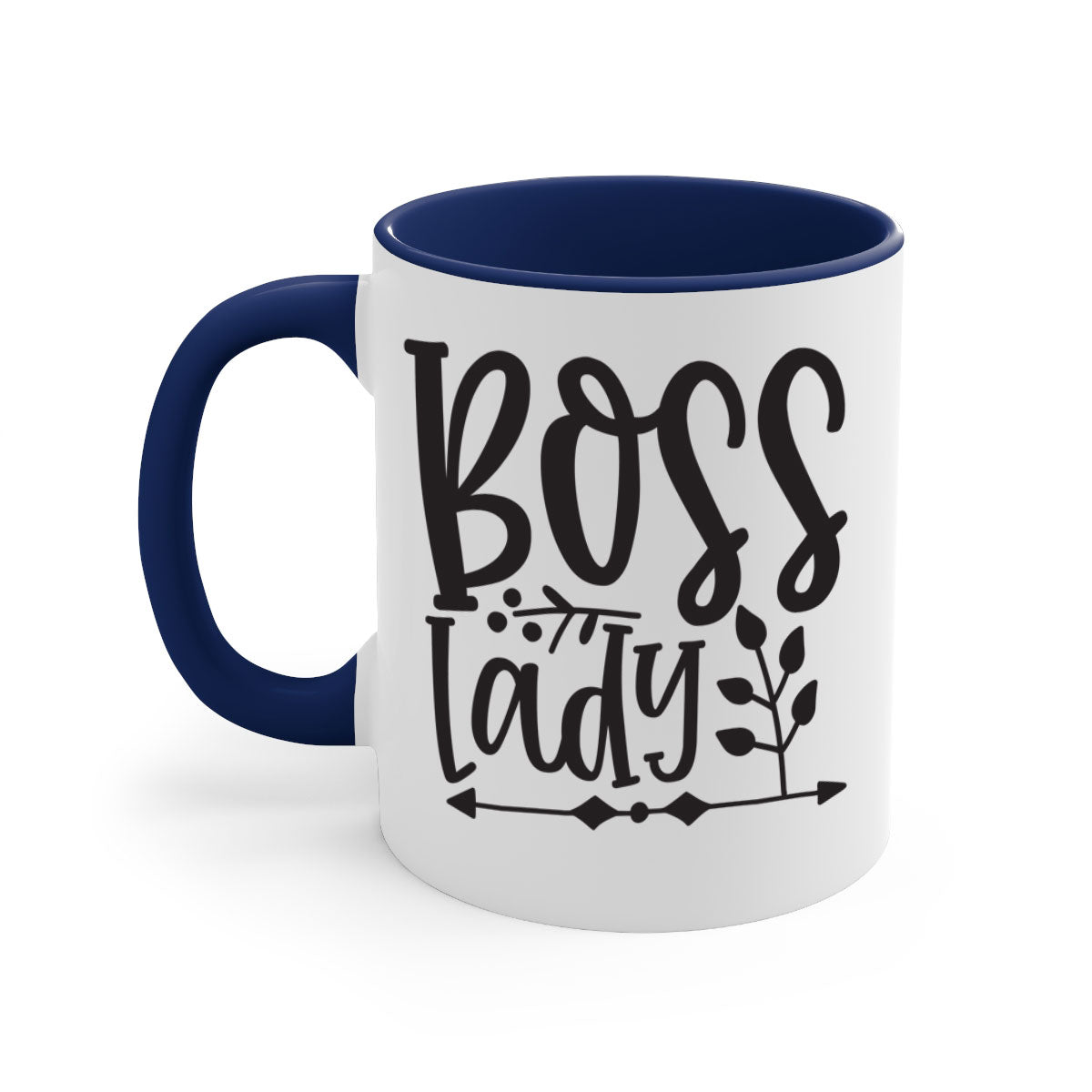 Boss Lady 414# Mug with a glossy finish and colored handle, available in multiple colors and sizes.