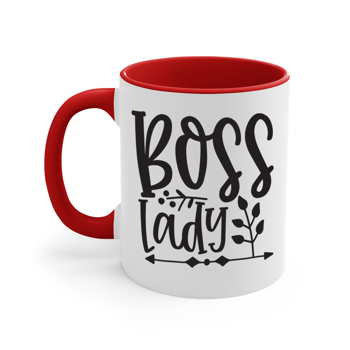 Boss Lady 414# Mug with a glossy finish and colored handle, available in multiple colors and sizes.