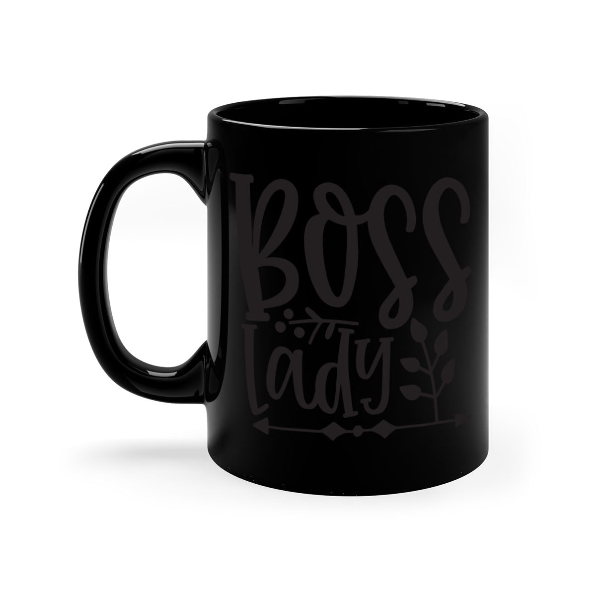 Boss Lady 414# Mug with a glossy finish and colored handle, available in multiple colors and sizes.