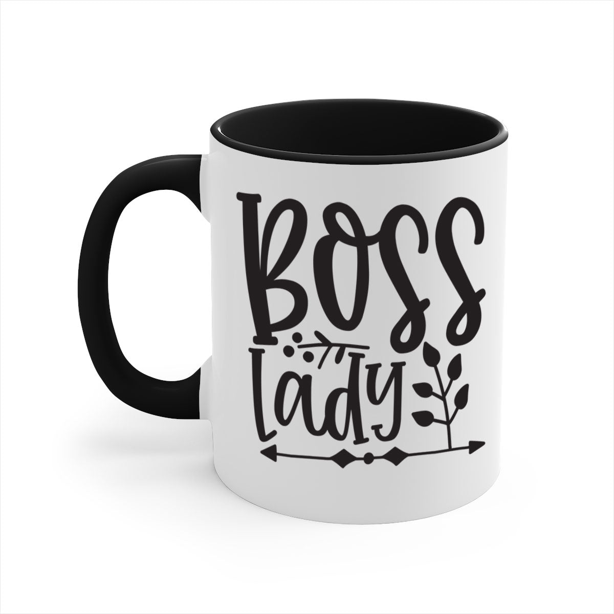 Boss Lady 414# Mug with a glossy finish and colored handle, available in multiple colors and sizes.