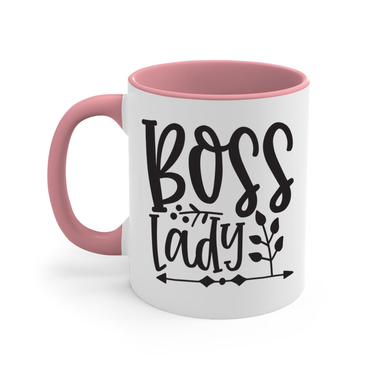 Boss Lady 414# Mug with a glossy finish and colored handle, available in multiple colors and sizes.