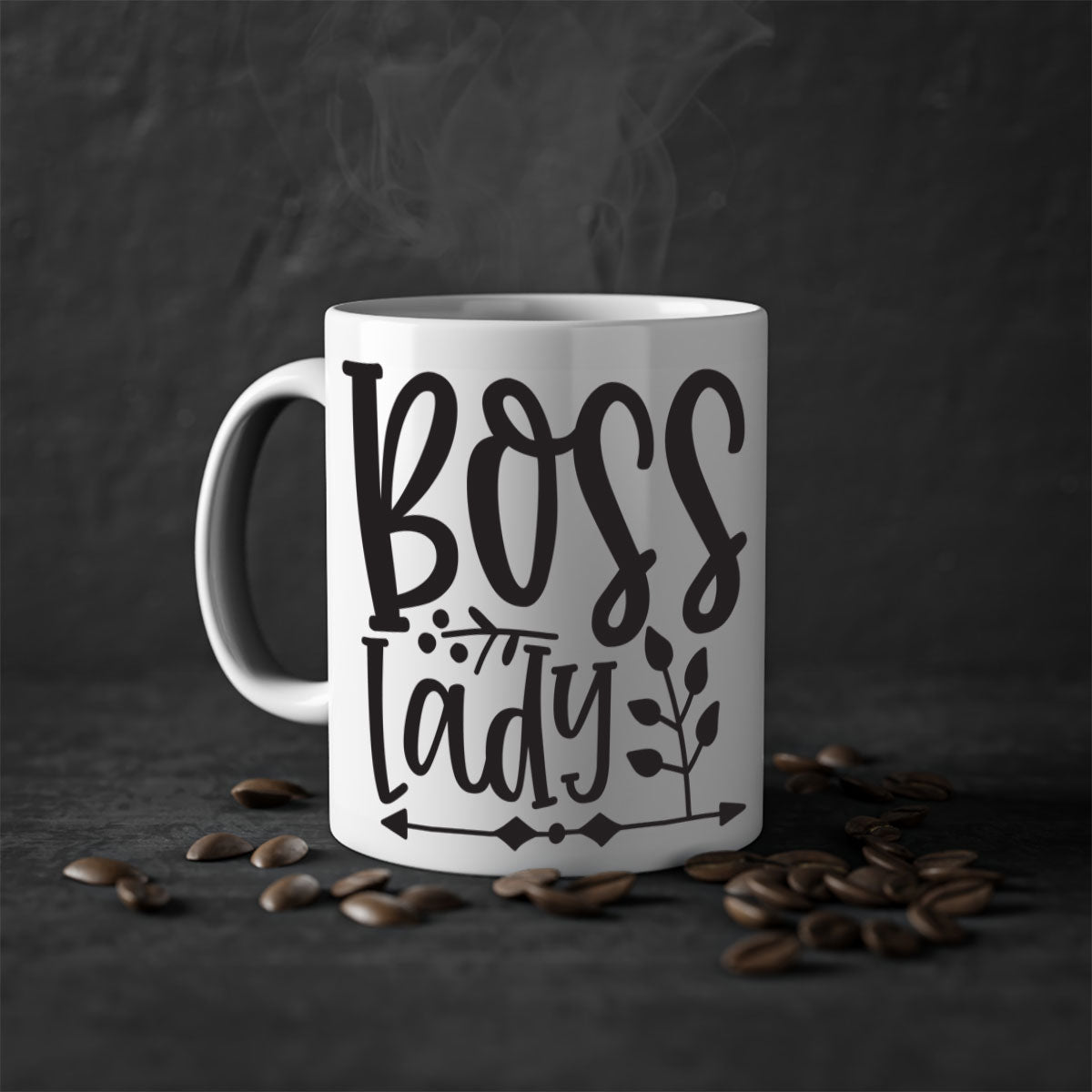 Boss Lady 414# Mug with a glossy finish and colored handle, available in multiple colors and sizes.