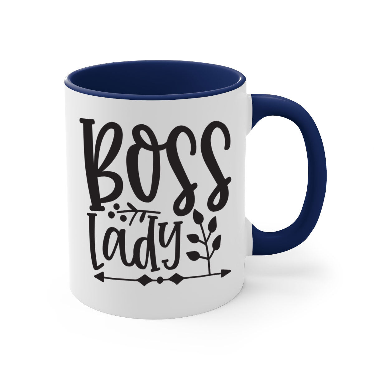 Boss Lady 414# Mug with a glossy finish and colored handle, available in multiple colors and sizes.