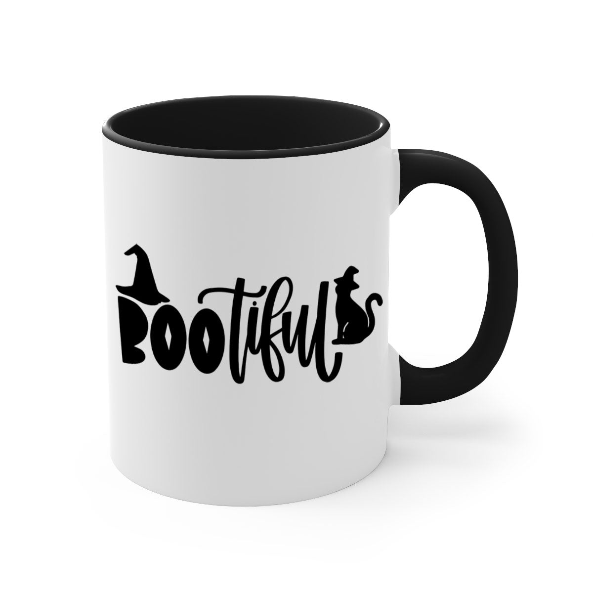 Bootiful 85# Halloween Mug with colorful handle and glossy finish, perfect for coffee or tea.