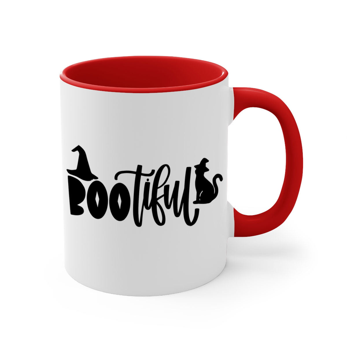 Bootiful 85# Halloween Mug with colorful handle and glossy finish, perfect for coffee or tea.