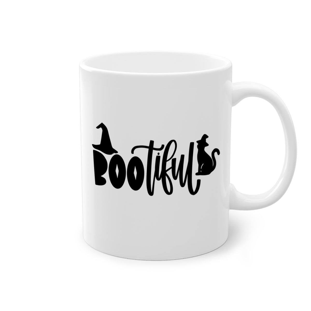 Bootiful 85# Halloween Mug with colorful handle and glossy finish, perfect for coffee or tea.