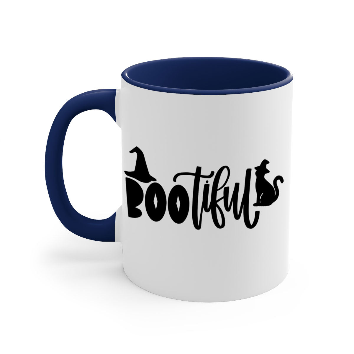 Bootiful 85# Halloween Mug with colorful handle and glossy finish, perfect for coffee or tea.