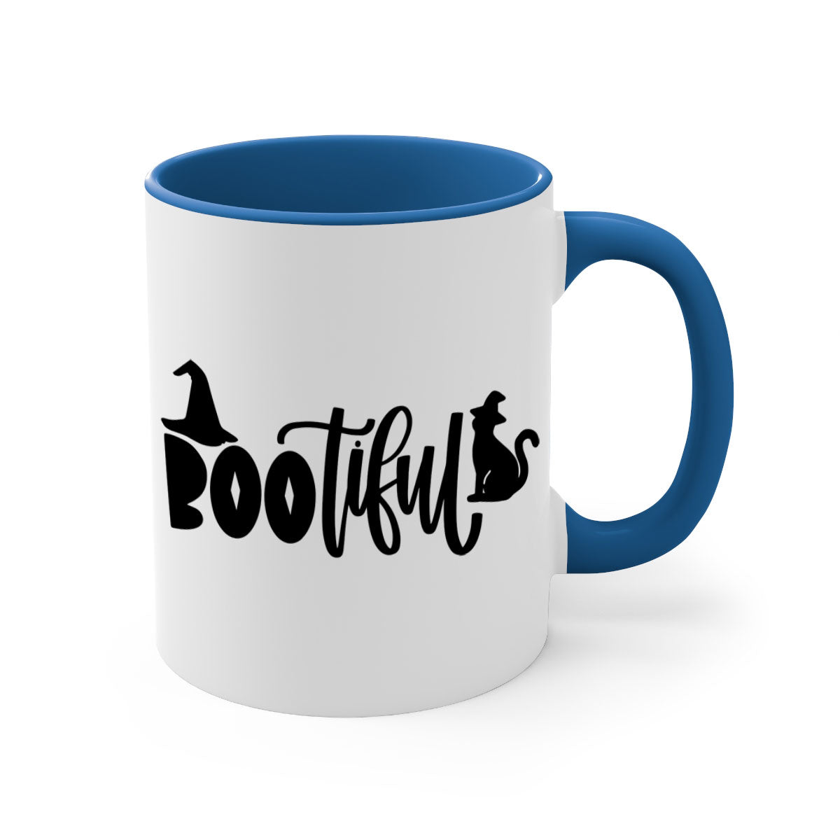 Bootiful 85# Halloween Mug with colorful handle and glossy finish, perfect for coffee or tea.