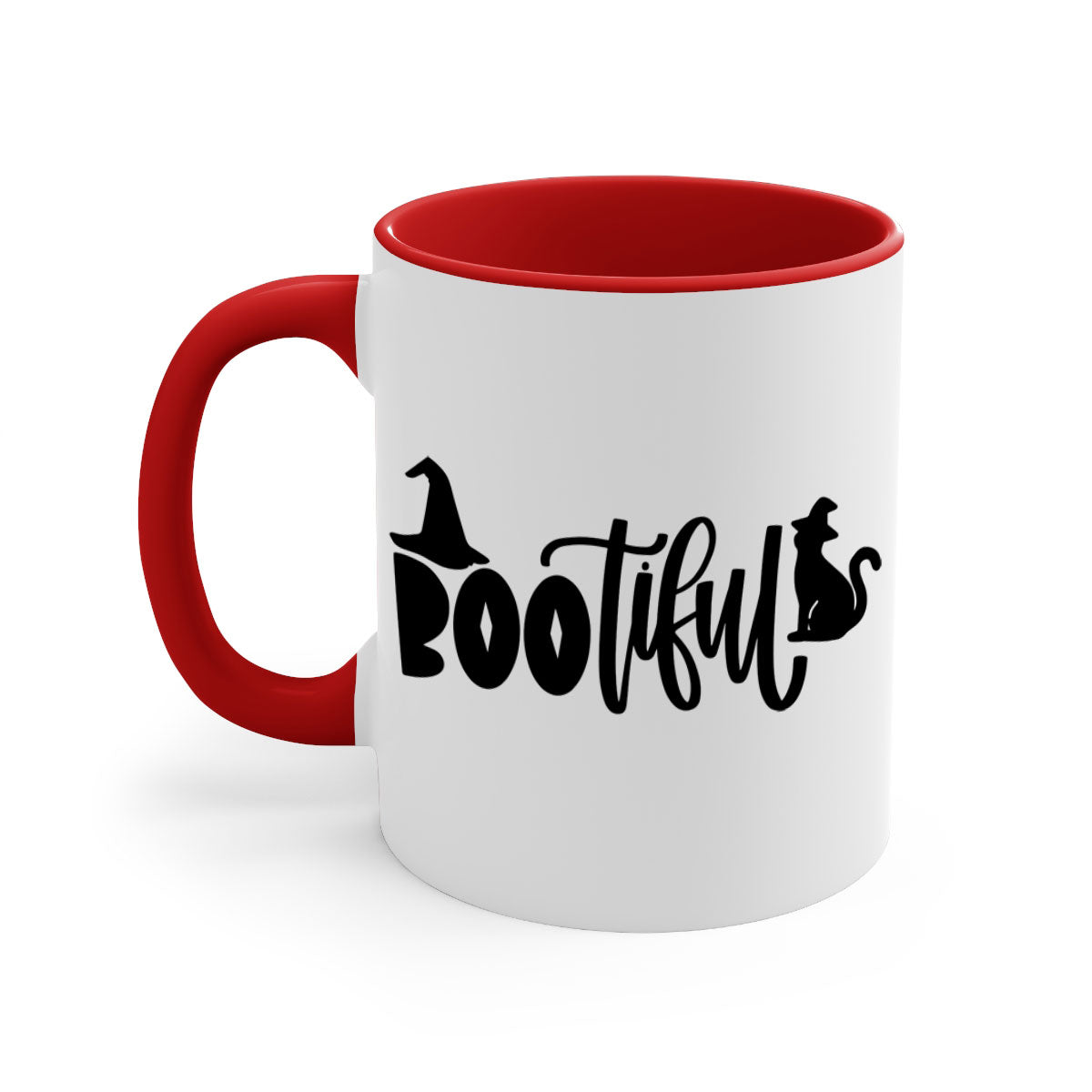 Bootiful 85# Halloween Mug with colorful handle and glossy finish, perfect for coffee or tea.