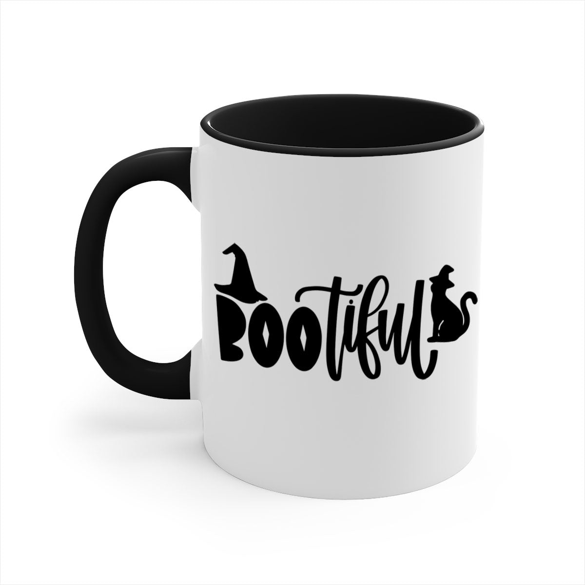 Bootiful 85# Halloween Mug with colorful handle and glossy finish, perfect for coffee or tea.