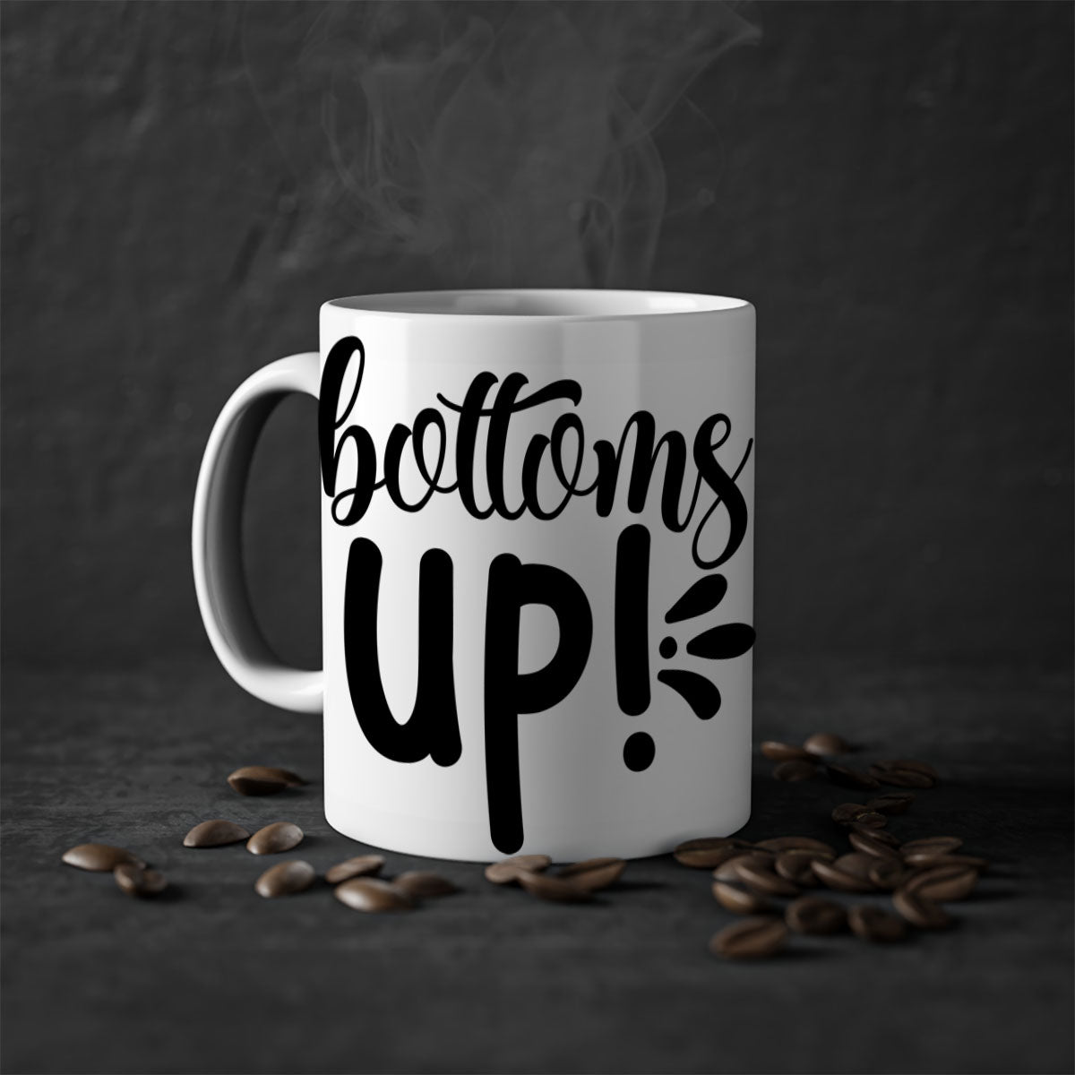 Bottoms tup 207# Mug in five vibrant colors with glossy finish and easy-grip handle.