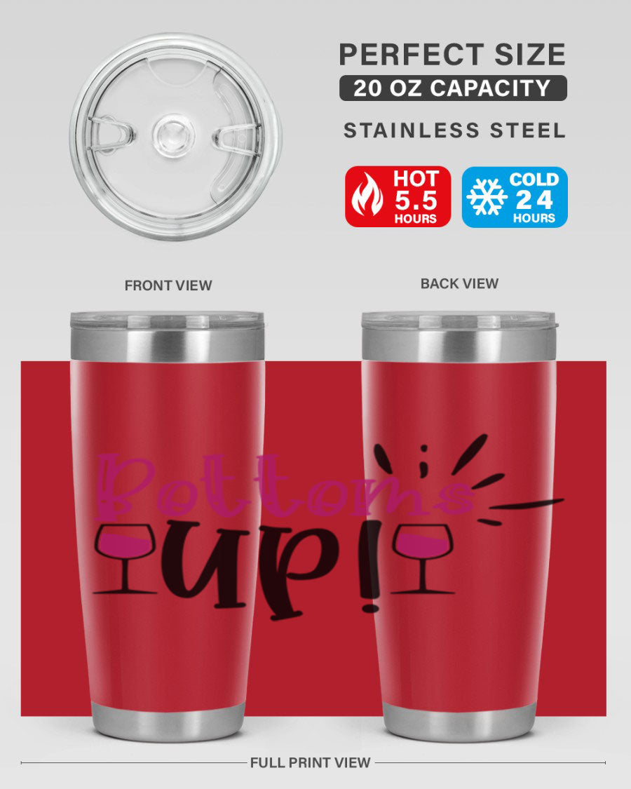 Bottoms Tup 208# Wine Tumbler in wine color, showcasing its sleek design and stainless steel construction.