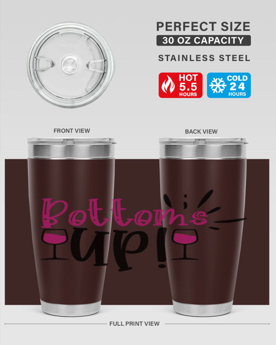 Bottoms Tup 208# Wine Tumbler in wine color, showcasing its sleek design and stainless steel construction.