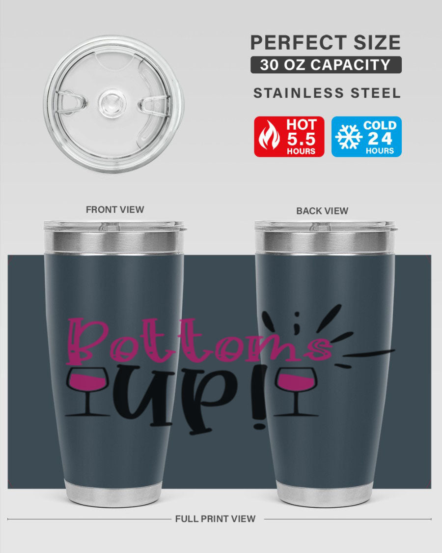 Bottoms Tup 208# Wine Tumbler in wine color, showcasing its sleek design and stainless steel construction.