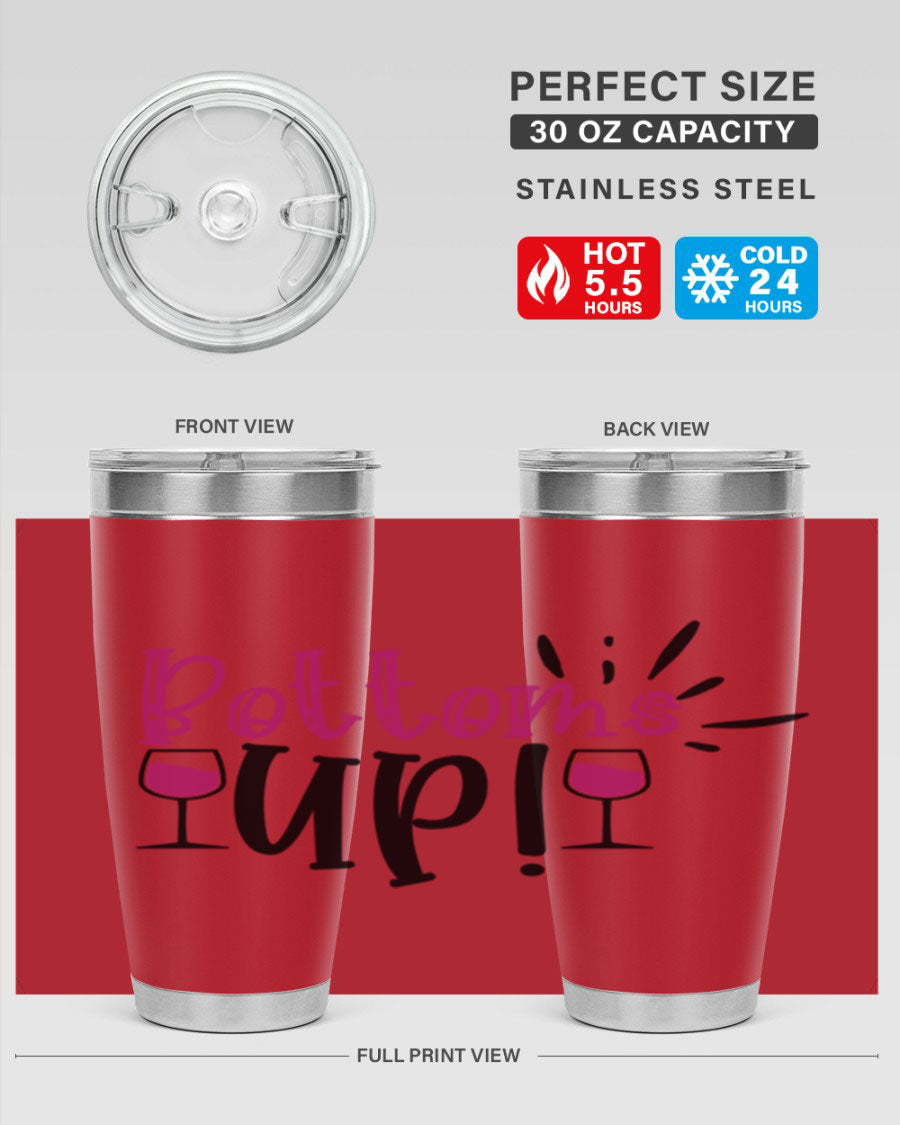 Bottoms Tup 208# Wine Tumbler in wine color, showcasing its sleek design and stainless steel construction.