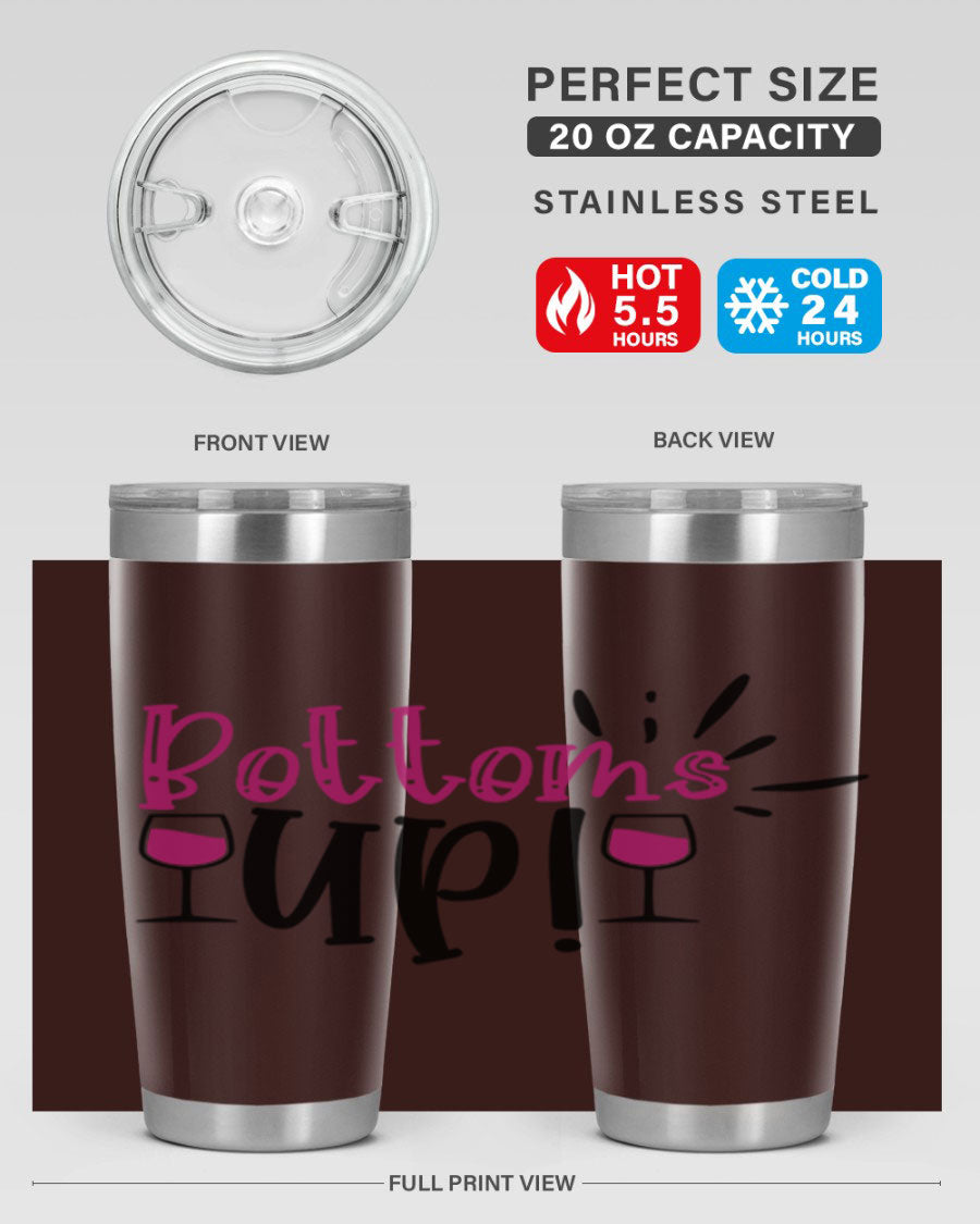 Bottoms Tup 208# Wine Tumbler in wine color, showcasing its sleek design and stainless steel construction.