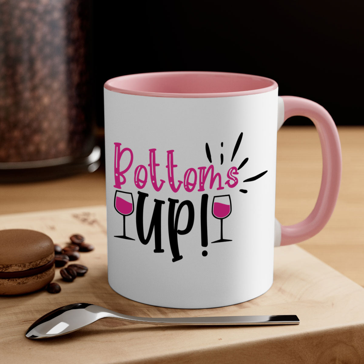 Bottoms Tup 208# Mug in five vibrant colors with glossy finish and easy-grip handle.