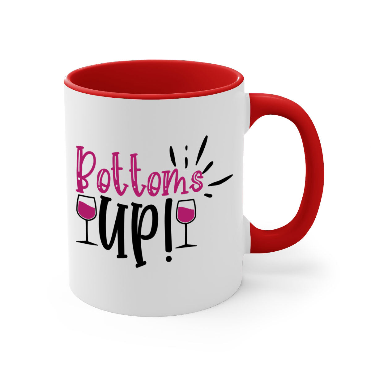 Bottoms Tup 208# Mug in five vibrant colors with glossy finish and easy-grip handle.