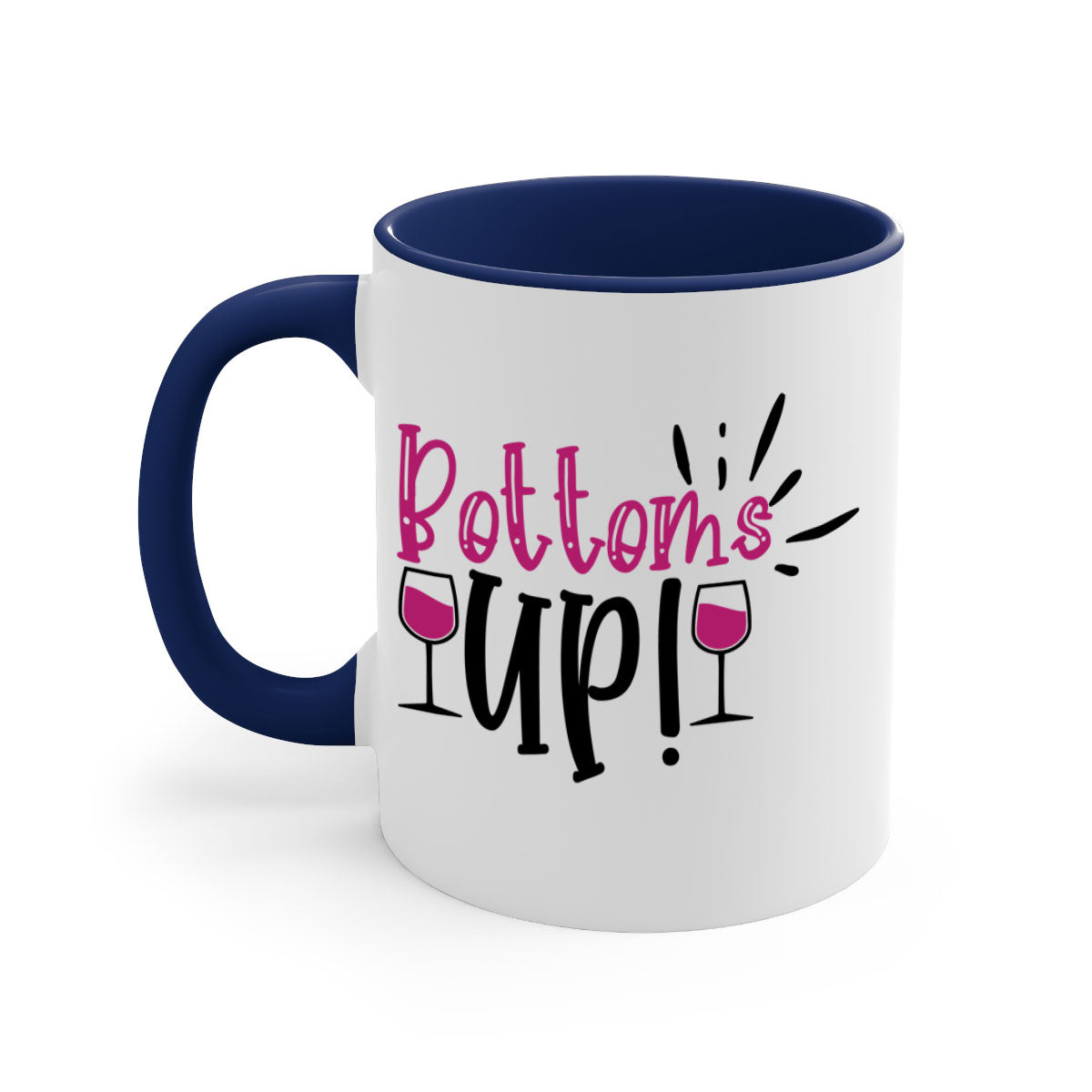 Bottoms Tup 208# Mug in five vibrant colors with glossy finish and easy-grip handle.