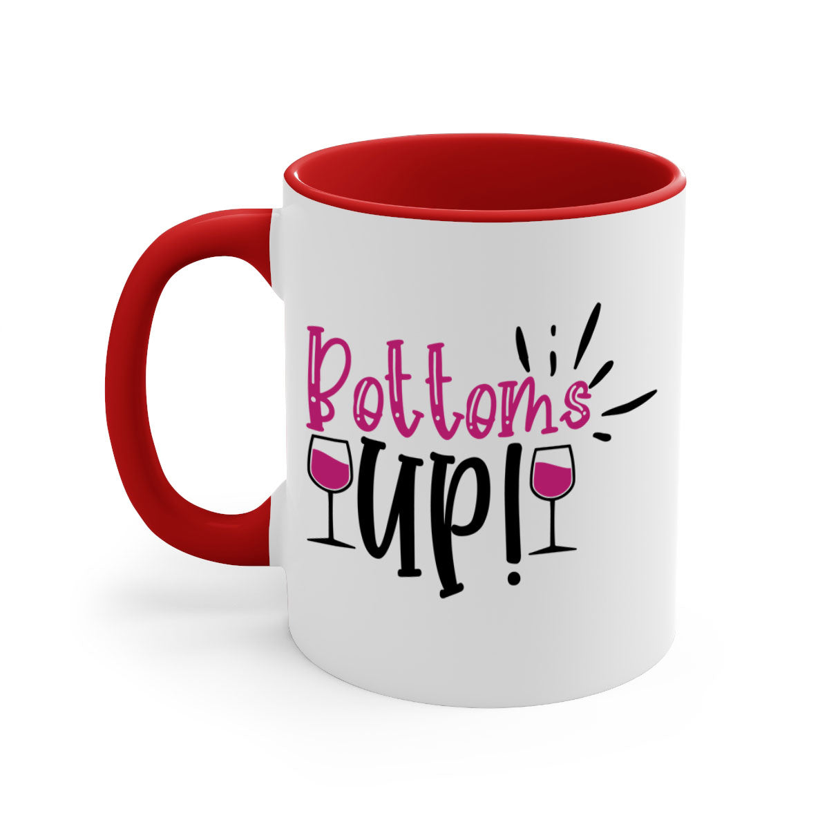 Bottoms Tup 208# Mug in five vibrant colors with glossy finish and easy-grip handle.