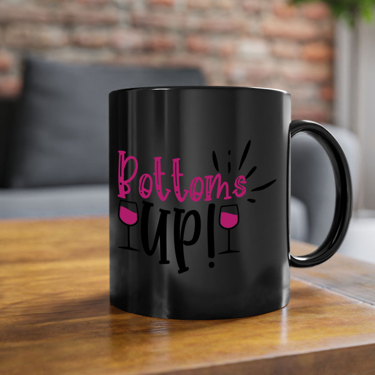 Bottoms Tup 208# Mug in five vibrant colors with glossy finish and easy-grip handle.