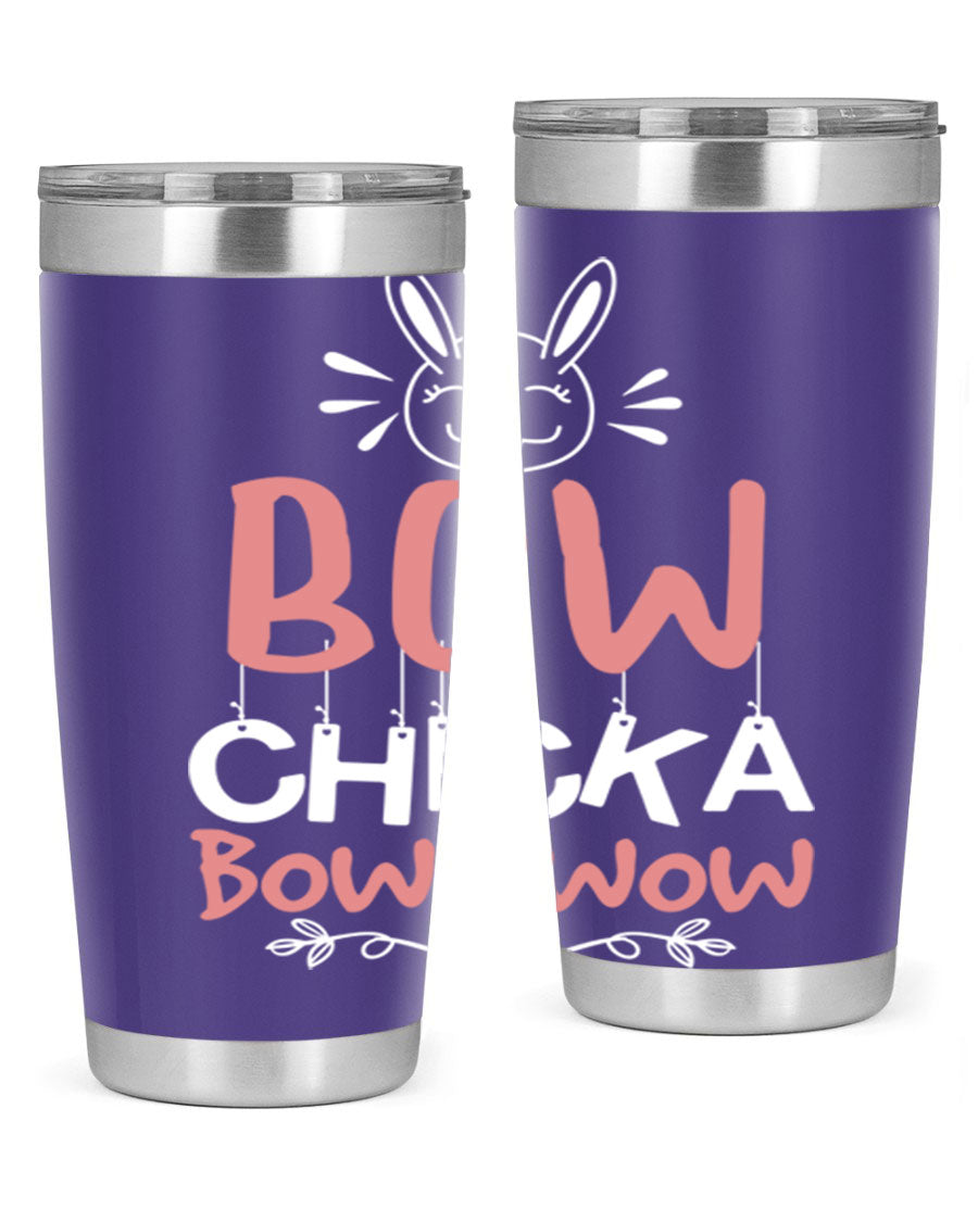 Bow Chicka Bow Wow 20oz Tumbler in stainless steel with a copper lining, featuring a drink-thru lid, ideal for hot and cold beverages.