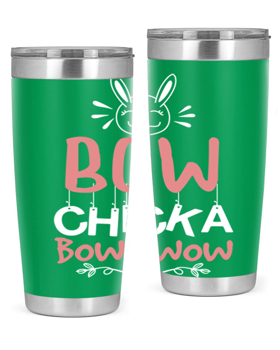 Bow Chicka Bow Wow 20oz Tumbler in stainless steel with a copper lining, featuring a drink-thru lid, ideal for hot and cold beverages.