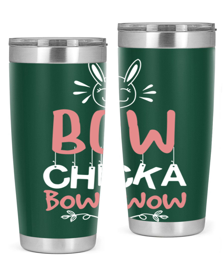 Bow Chicka Bow Wow 20oz Tumbler in stainless steel with a copper lining, featuring a drink-thru lid, ideal for hot and cold beverages.