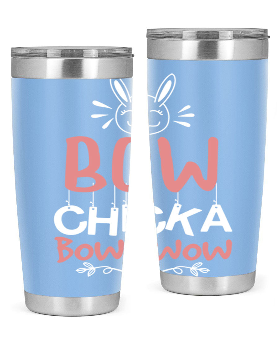 Bow Chicka Bow Wow 20oz Tumbler in stainless steel with a copper lining, featuring a drink-thru lid, ideal for hot and cold beverages.