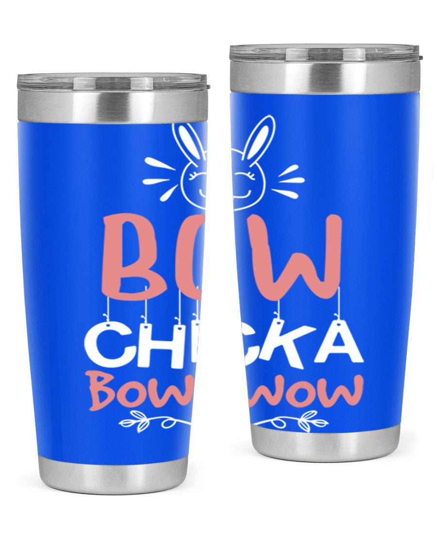 Bow Chicka Bow Wow 20oz Tumbler in stainless steel with a copper lining, featuring a drink-thru lid, ideal for hot and cold beverages.