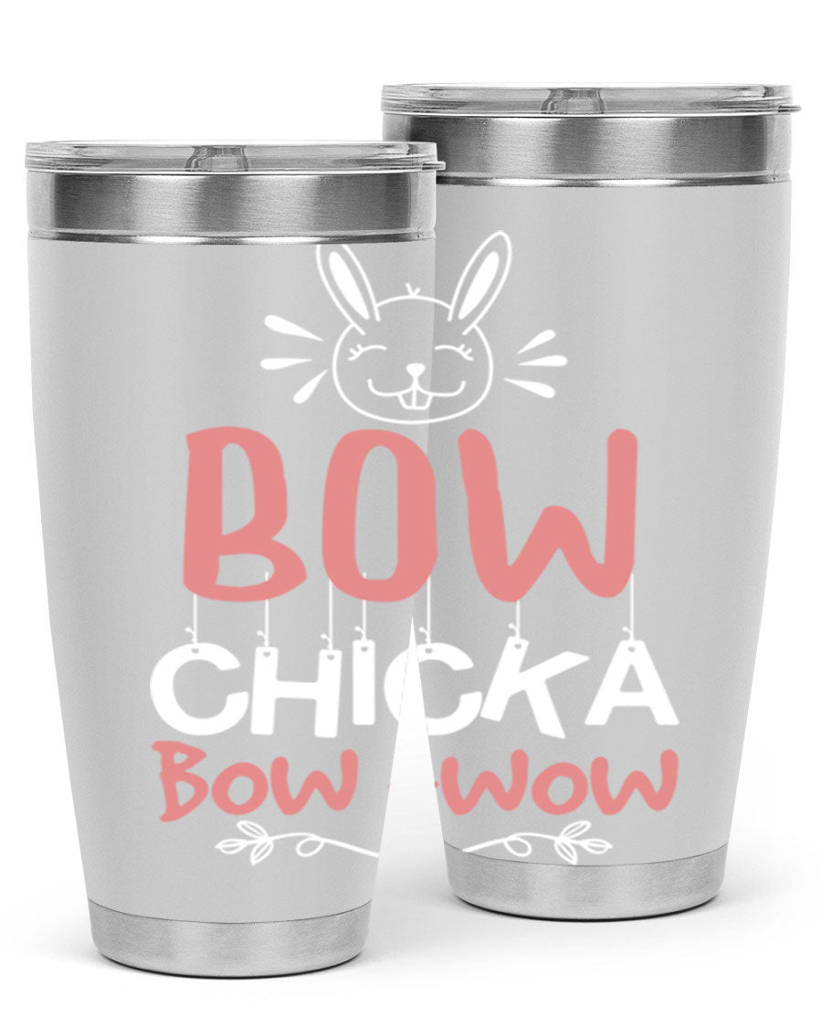 Bow Chicka Bow Wow 20oz Tumbler in stainless steel with a copper lining, featuring a drink-thru lid, ideal for hot and cold beverages.