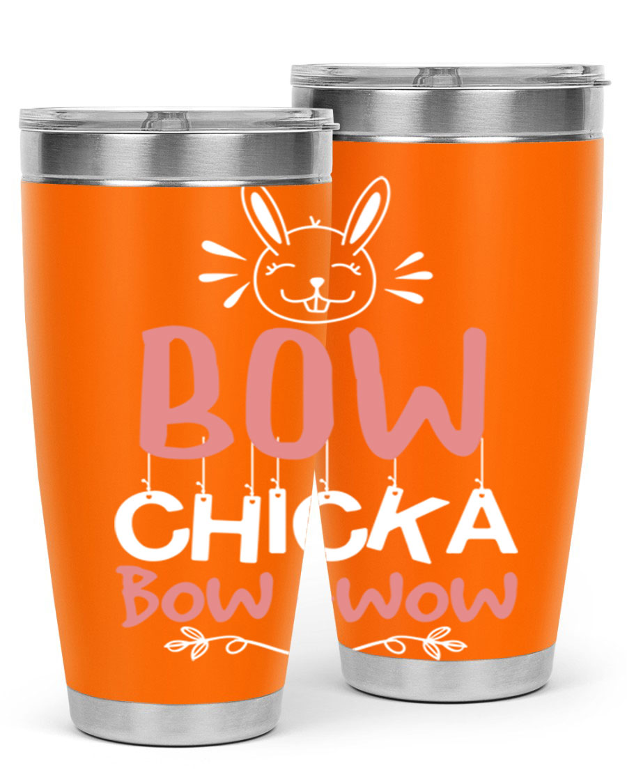 Bow Chicka Bow Wow 20oz Tumbler in stainless steel with a copper lining, featuring a drink-thru lid, ideal for hot and cold beverages.