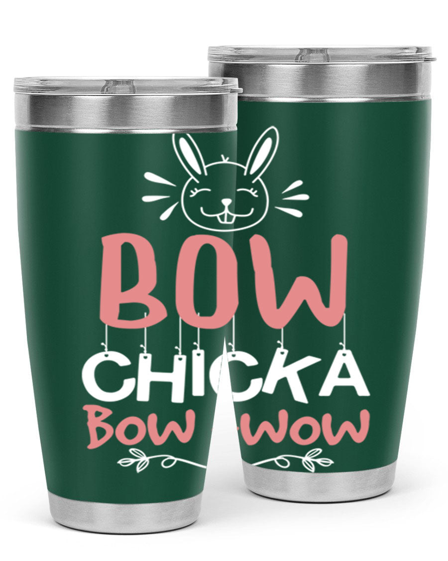 Bow Chicka Bow Wow 20oz Tumbler in stainless steel with a copper lining, featuring a drink-thru lid, ideal for hot and cold beverages.