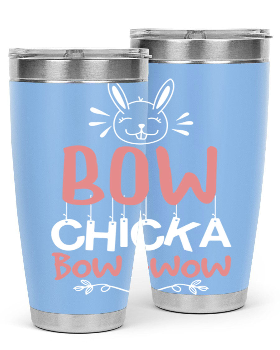 Bow Chicka Bow Wow 20oz Tumbler in stainless steel with a copper lining, featuring a drink-thru lid, ideal for hot and cold beverages.