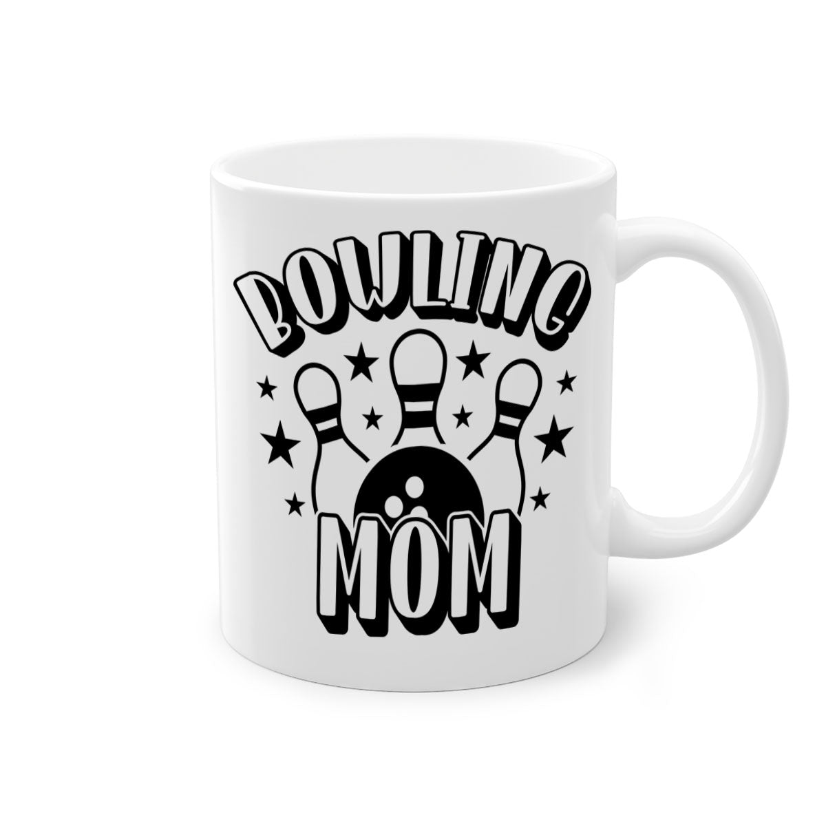 Bowling Mom 1404# Mug featuring a glossy finish, colored handle, and interior in five color options.