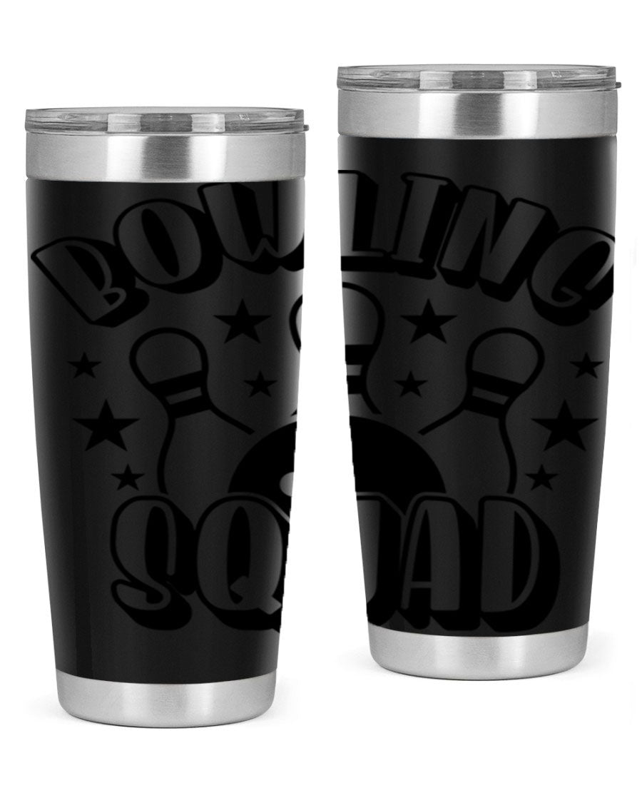 Bowling Squad 1403# 20oz Tumbler in stainless steel with a drink-thru lid, showcasing its sleek design and copper lining.