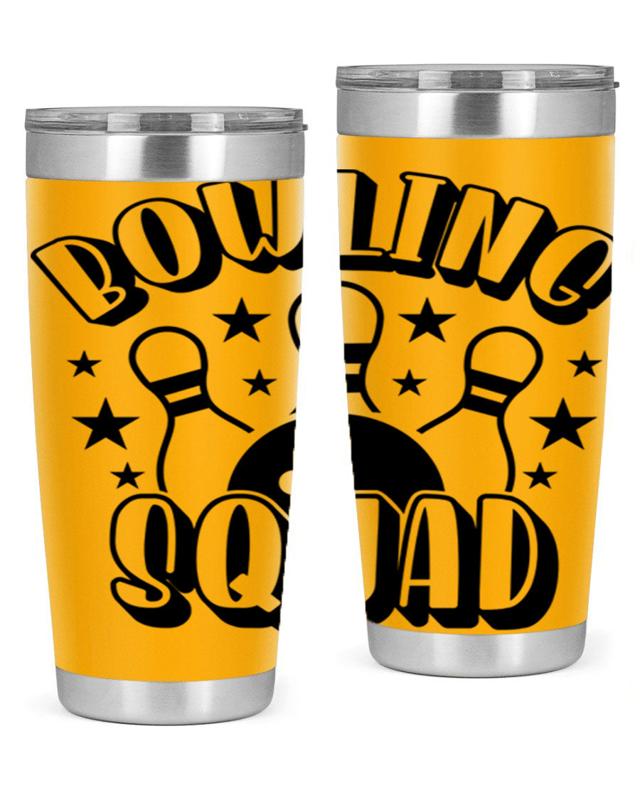 Bowling Squad 1403# 20oz Tumbler in stainless steel with a drink-thru lid, showcasing its sleek design and copper lining.