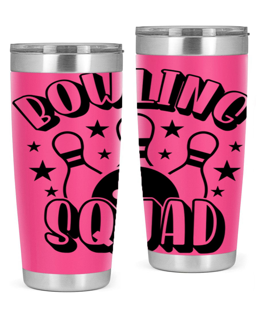 Bowling Squad 1403# 20oz Tumbler in stainless steel with a drink-thru lid, showcasing its sleek design and copper lining.