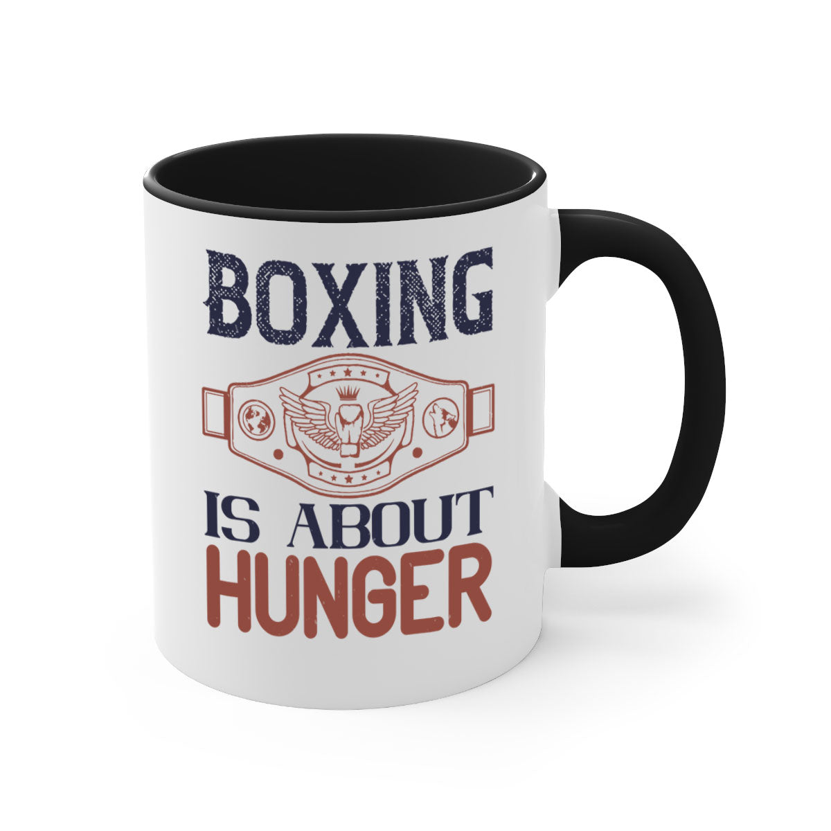 Boxing is about hunger 1669# Mug with a glossy finish, featuring a colored handle and interior, available in multiple colors.