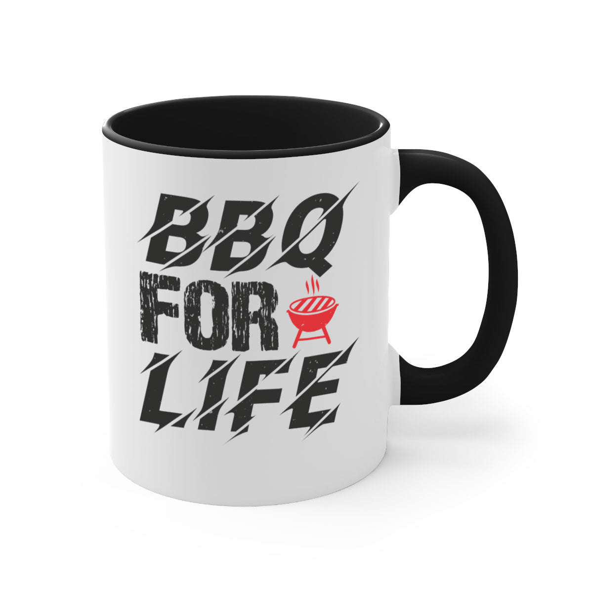 BBQ for Life 39# Mug featuring a glossy finish with a colored handle and interior, available in multiple colors and sizes.