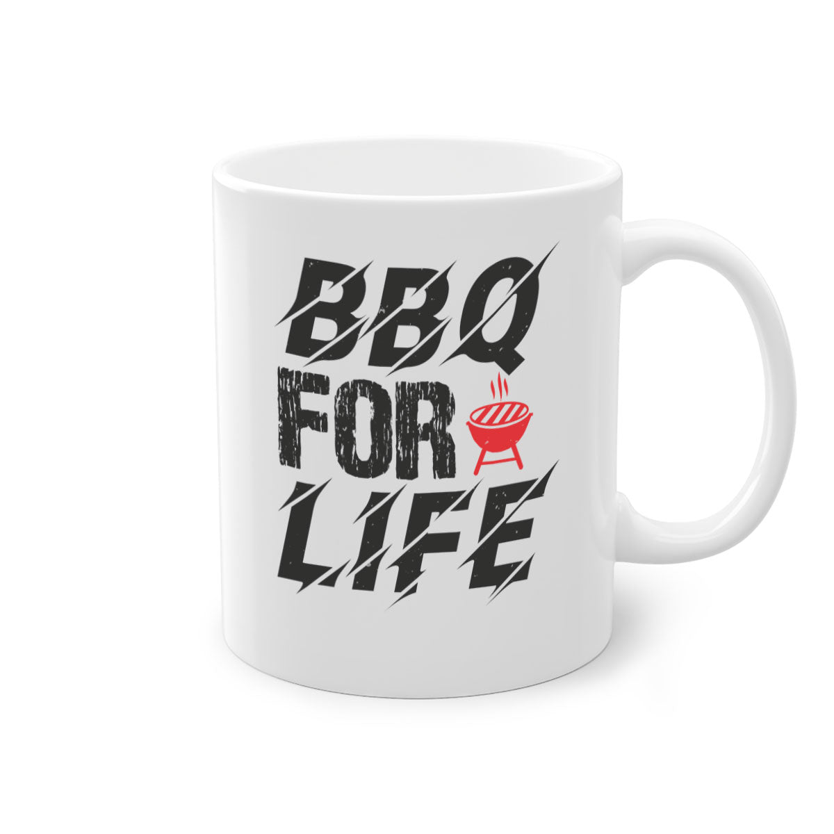 BBQ for Life 39# Mug featuring a glossy finish with a colored handle and interior, available in multiple colors and sizes.