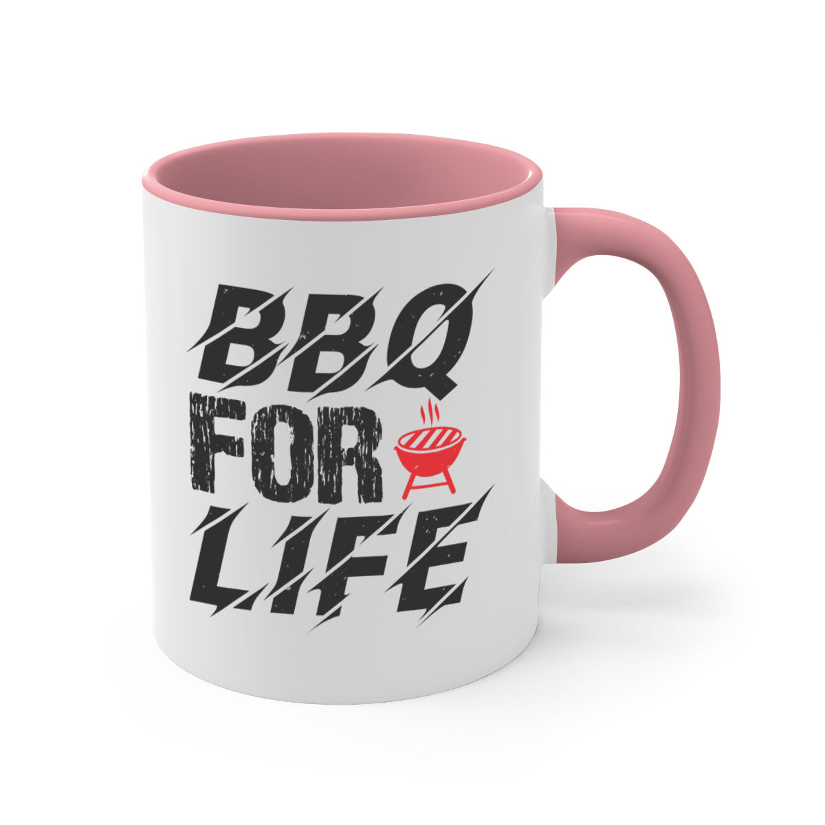 BBQ for Life 39# Mug featuring a glossy finish with a colored handle and interior, available in multiple colors and sizes.