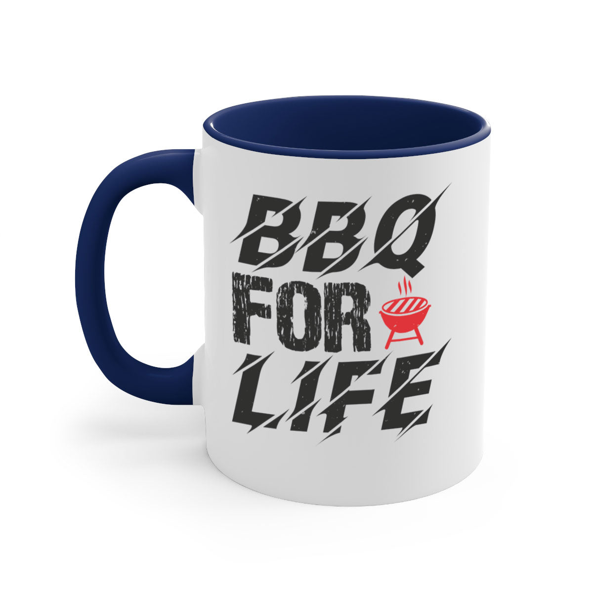 BBQ for Life 39# Mug featuring a glossy finish with a colored handle and interior, available in multiple colors and sizes.