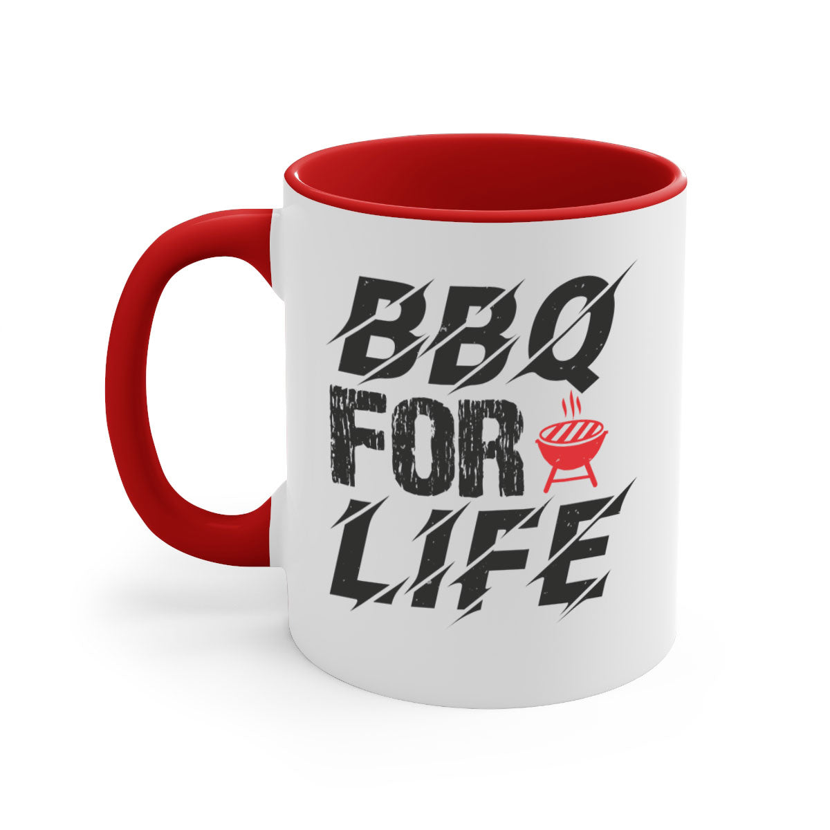 BBQ for Life 39# Mug featuring a glossy finish with a colored handle and interior, available in multiple colors and sizes.